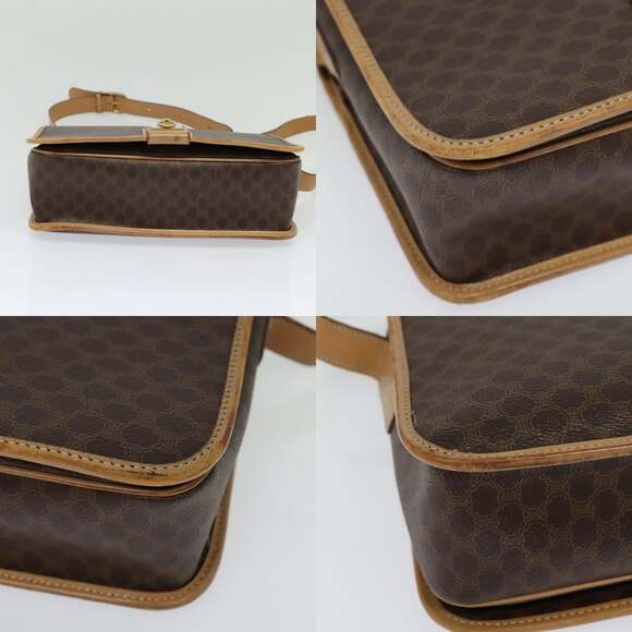 CELINE Macadam Canvas Shoulder Bag Pvc Leather Brown Gold - Picture 10 of 12